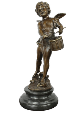 宇卓铜器 纯铜打鼓天使 打镲欧式风格 音乐小天使铜雕人物摆件