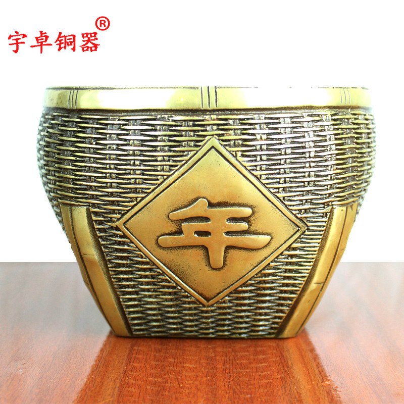 宇卓铜器纯铜斗黄铜斗年年有余斗家居装饰工艺品摆件