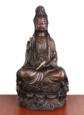 黄铜工艺品摆件坐莲观音