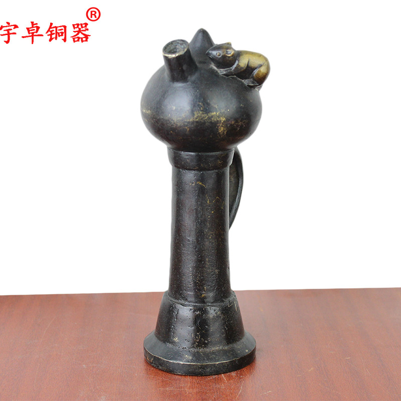 宇卓铜器纯铜老鼠油灯黄铜老鼠油灯铜油灯家居装饰工艺品摆件