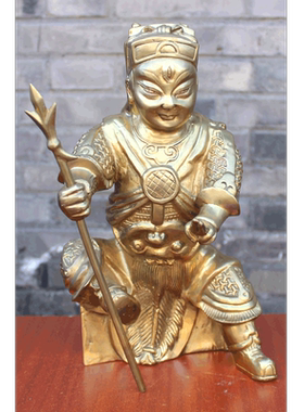黄铜二郎神摆件杨戬哮天犬工艺品
