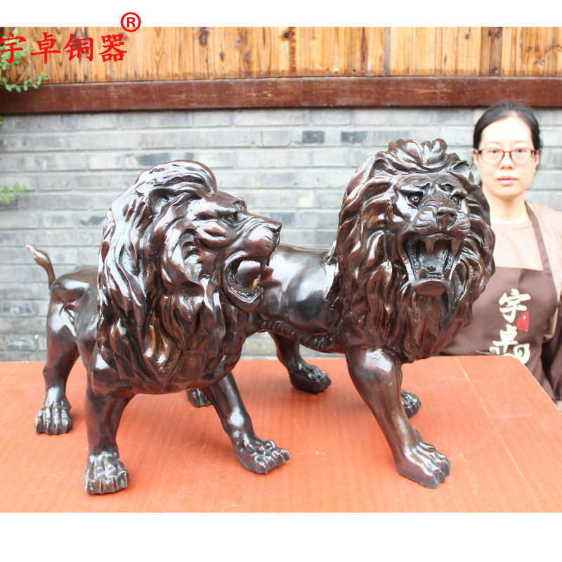 宇卓铜器纯铜狮子黄铜狮子家居装饰办公室工艺品摆件铜狮子