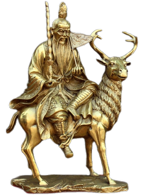姜子牙黄铜骑鹿吕尚坐像