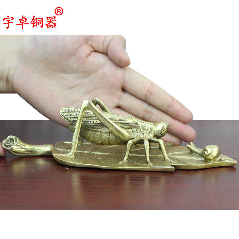 宇卓铜器 纯铜蚂蚱黄铜蚂蚱蚱蜢草蜢蚂蚱蝗虫工艺品摆件