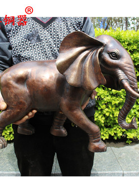 宇卓铜器铜大象铜大象一对工艺品摆件 纯铜象黄铜象