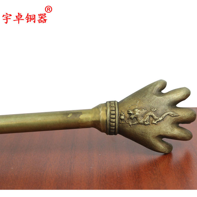宇卓铜器纯铜十八般兵器手黄铜龙抓手影视道具工艺品摆件