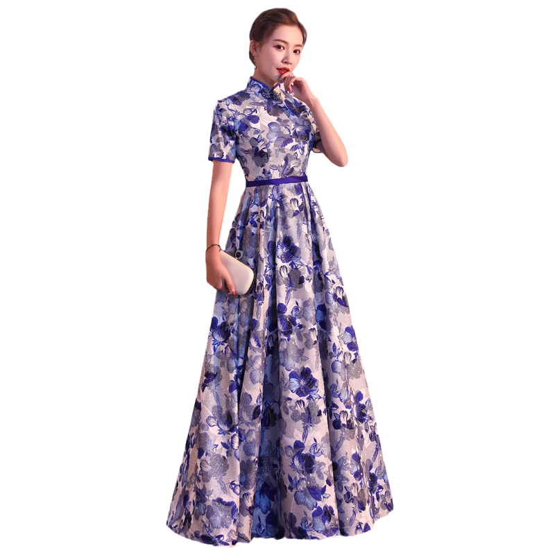 舞台走秀演出服女大摆裙改良旗袍