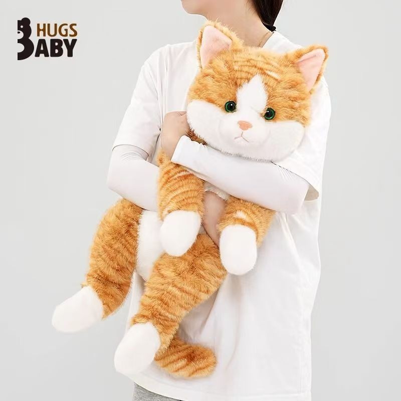 抱抱宝贝条纹仿真趴趴猫抱枕
