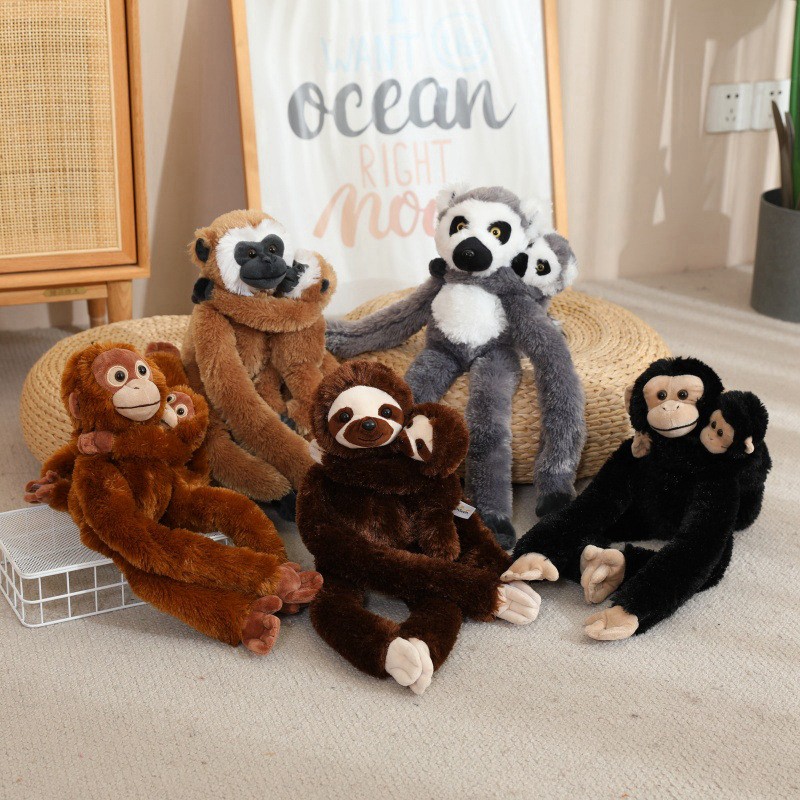 卡通长臂猴子猩猩公仔毛绒玩具母子狐猴树懒玩偶儿童安抚布偶布娃