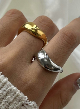 杰鼎欧美不锈钢戒指高级感小众夸张指环钛钢18k金手饰品跨境ring