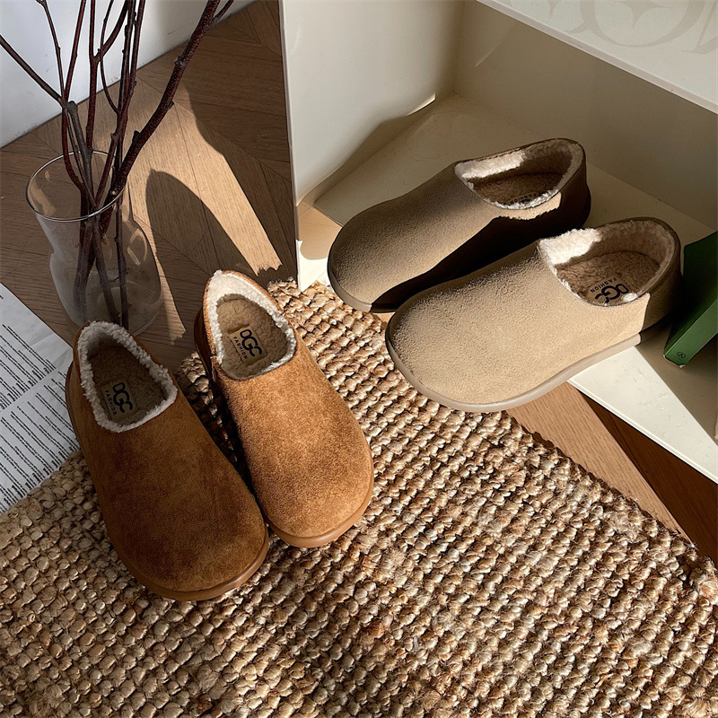 复古丑萌百搭毛毛鞋女2024年秋冬季新款外穿皮毛一体平底棉拖鞋女