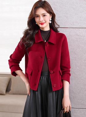 毛呢外套女2025春秋季新款时尚气质修身小个子短款修身显瘦大衣潮