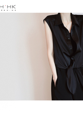 PKH.HK气质女装折扣店 缎感 敲好造型搭配遮肉神器系带开襟衬衣