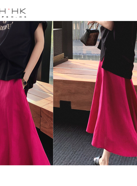 PKH.HK气质女装折扣店 惹眼显白的敲气质亚麻廓形中长通勤半裙