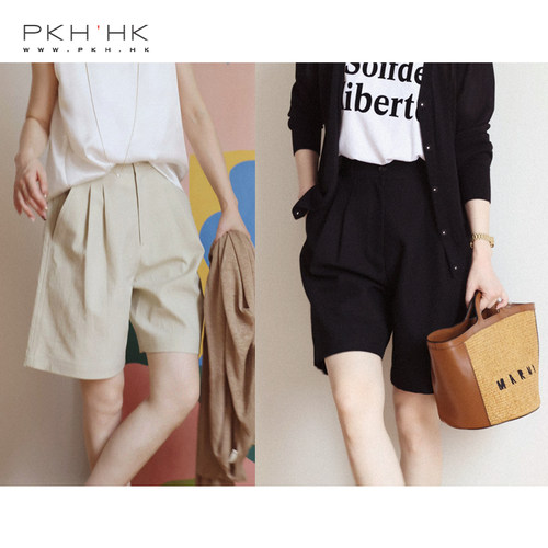 PKHHK少年感苎麻廓形短裤