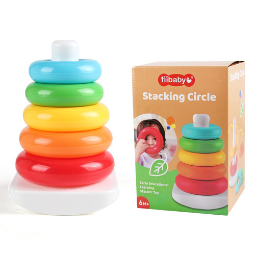 跨境新品彩虹转转乐叠叠乐彩色套叠圈早教宝宝堆堆塔益智早教玩具