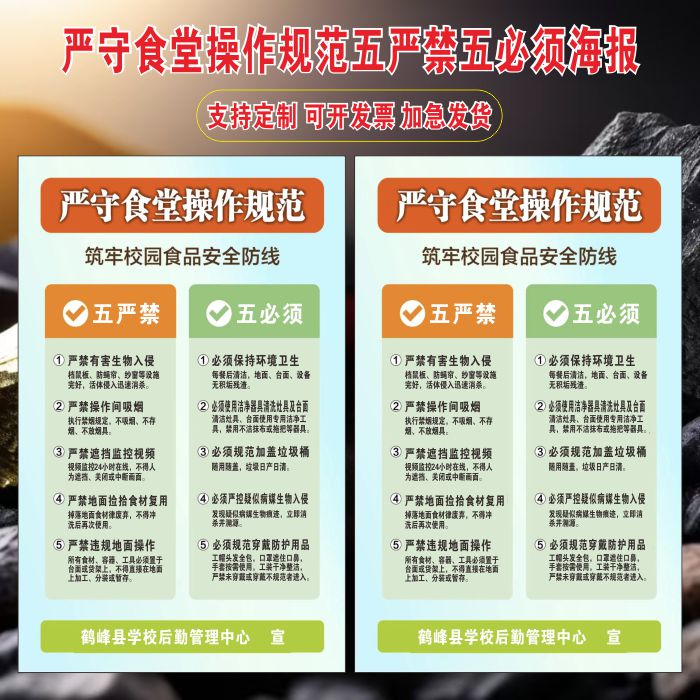 严守食堂操作规范五严禁五必须贴