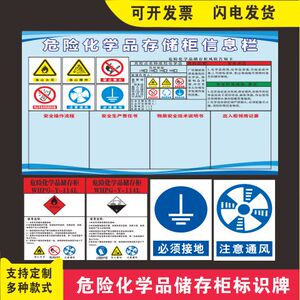 存储柜静电信息注意通风接地标识