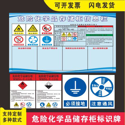 存储柜静电信息注意通风接地标识