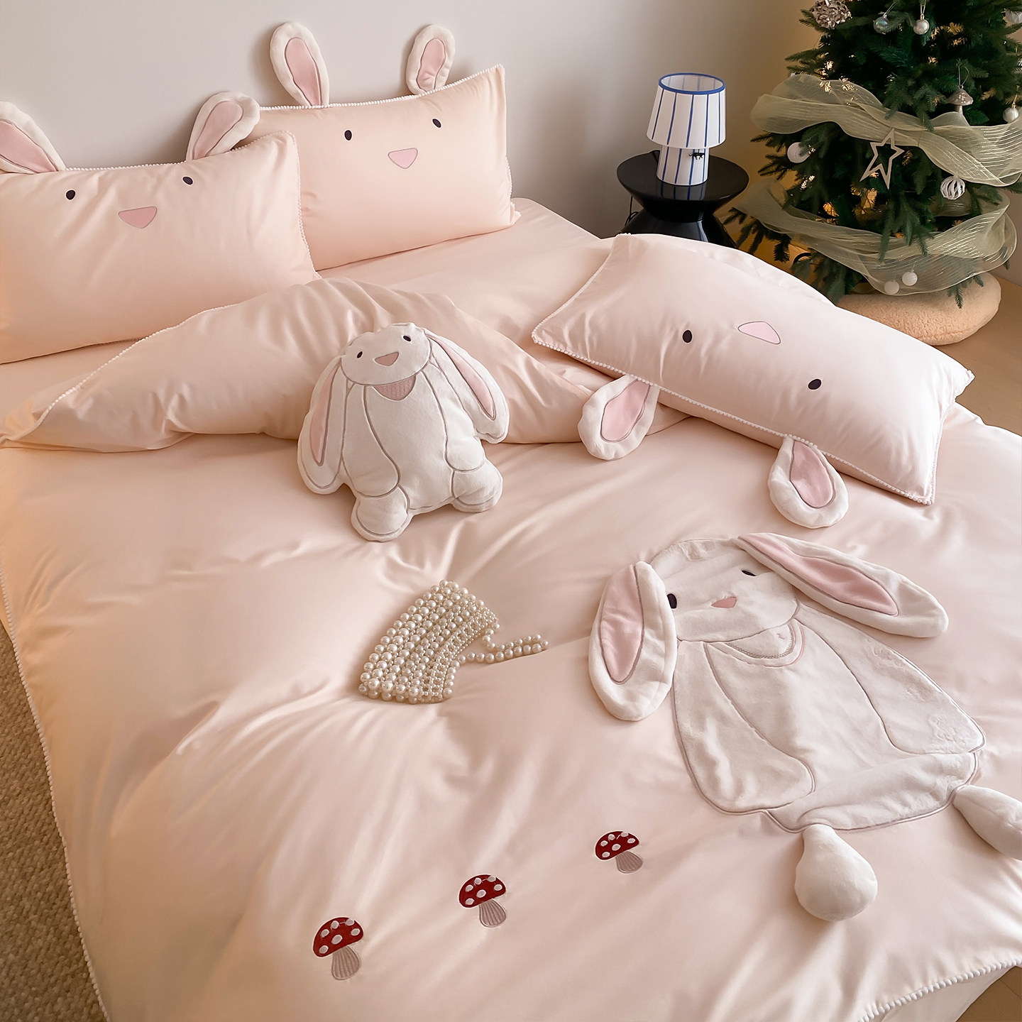 可爱少女心全棉长绒棉粉色四件套高端被套纯棉床单三件套床上用品,床上用品,床品套件/四件套/多件套,淘宝优惠券,粉丝福利购,淘宝优惠卷