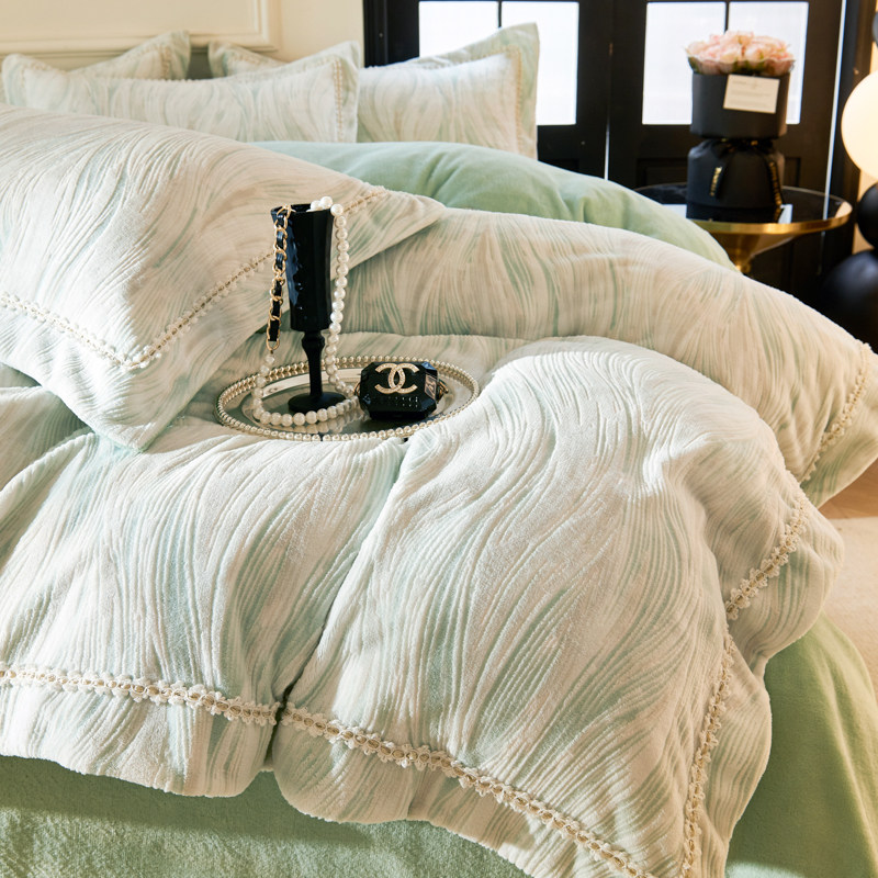 小香风牛奶绒加厚四件套2m保暖