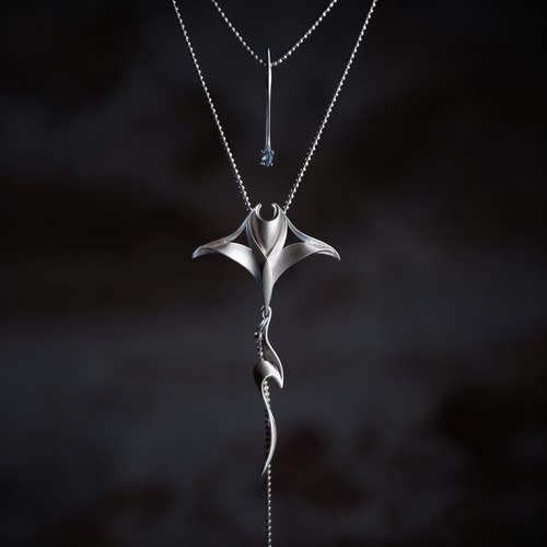 NEMO魔鬼鱼纯银项链原创设计925吊坠饰品小众高级感女款镶嵌定制