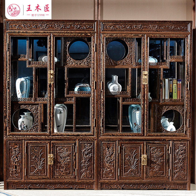 王木匠 红木酒柜鸡翅木酒柜玻璃展示柜 证书古董收纳柜 豪华型