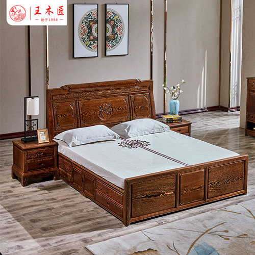 8米双人床 鸡翅木新款中式古典主卧实木大床 婚床