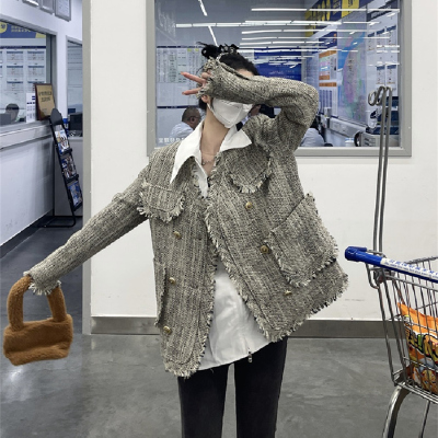 高级感私服穿搭小香风粗花呢外套