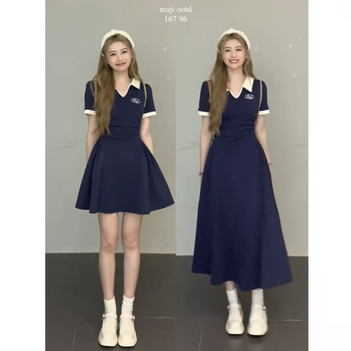 美式学院风甜辣妹私服polo裙穿搭