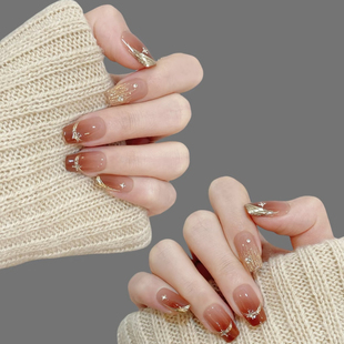 穿戴甲美甲高级感2025新款 秋冬短千金显白手工假指甲贴片可拆卸