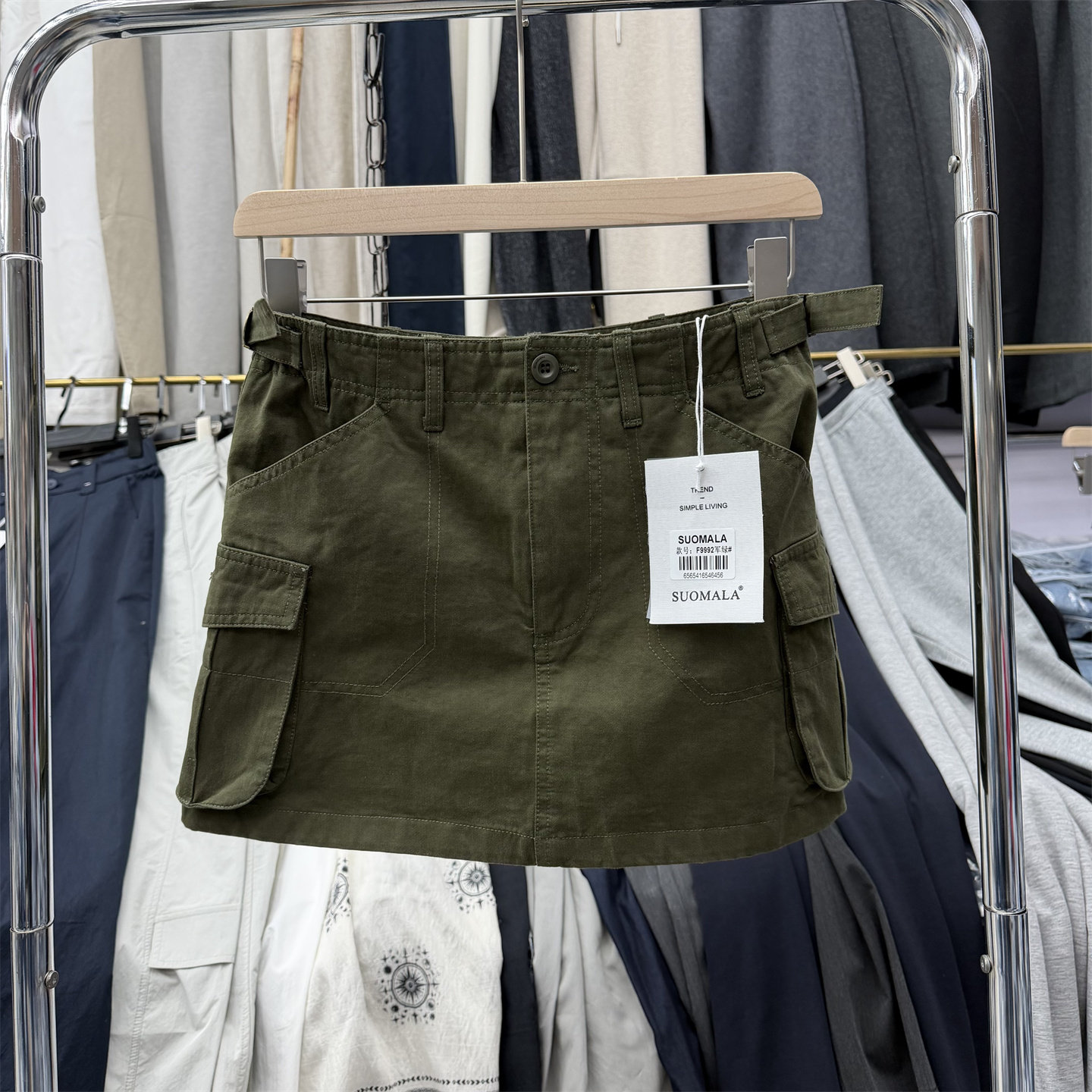 索玛拉9992夏款新品时尚百搭显瘦无弹力工装裙