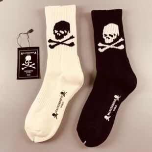 日系潮牌袜子新款 骷髅头图案加厚毛巾底男女运动袜短中高筒棉袜