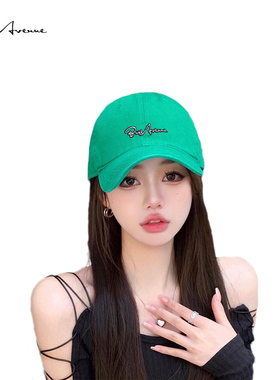 Bure Avenue绿色鸭舌帽夏季大头围显脸小小众棒球帽休闲百搭帽子