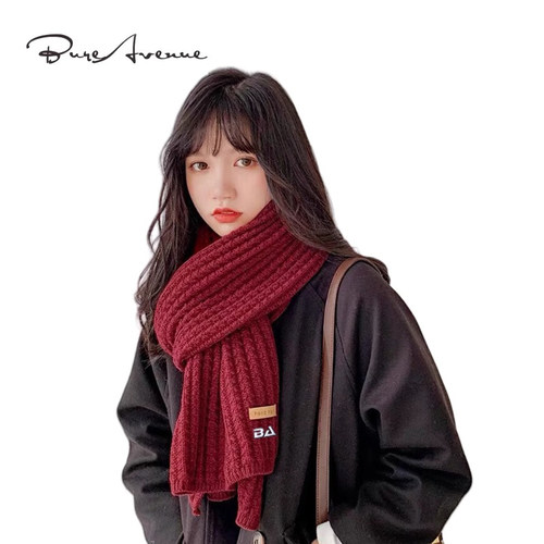 Bure Avenue红针织圣诞围巾韩系仿羊绒麋鹿围脖入冬保暖圣诞披肩