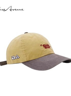 【正品现货】Bure Avenue字母刺绣鸭舌帽子拼接撞色棒球帽男女潮