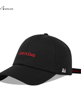 Bure Avenue鸭舌帽子红色字母刺绣棒球帽男女休闲韩版鸭舌帽潮流