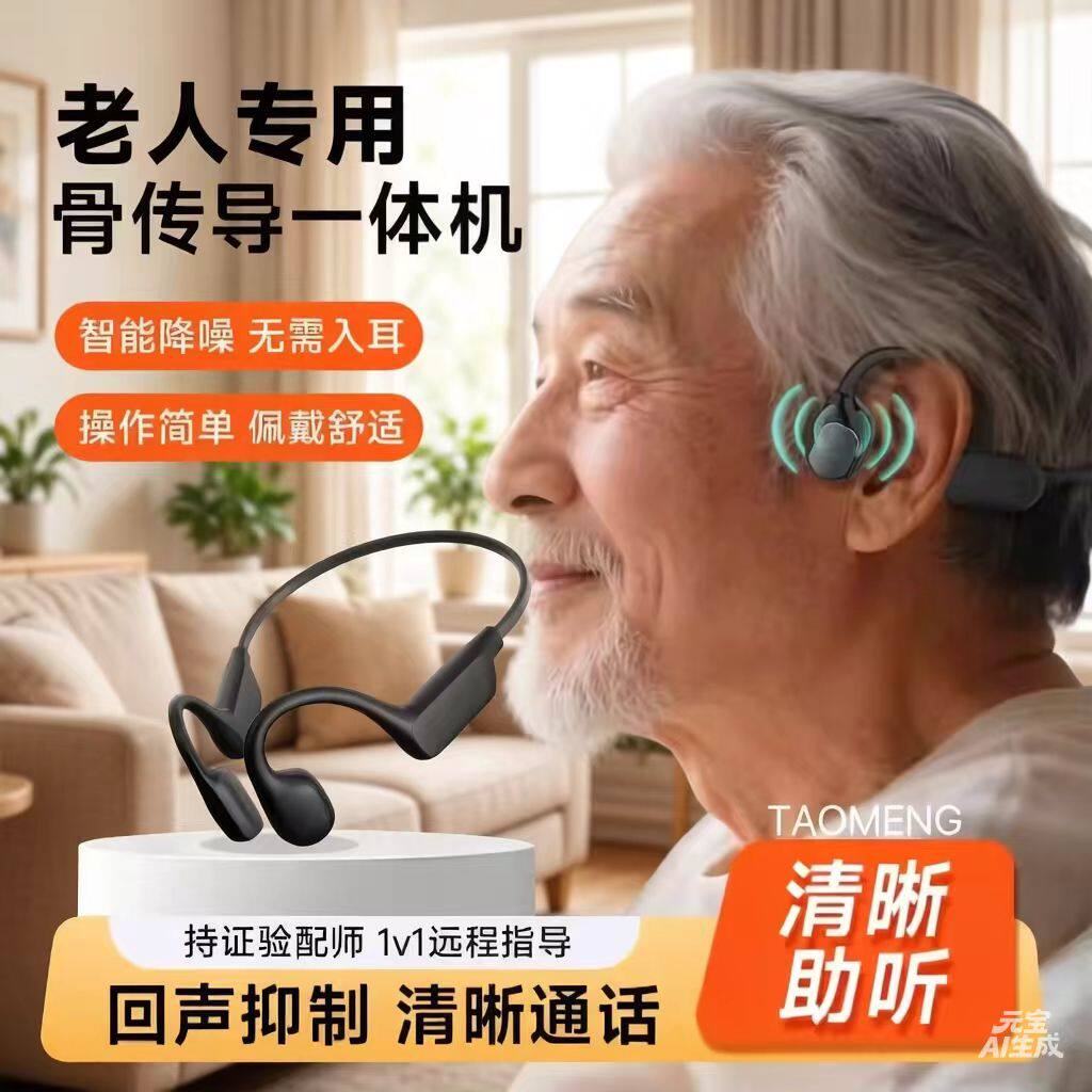 新款骨传导助听耳机老人专用骨感器不入耳背鸣无线蓝牙助听拾音器
