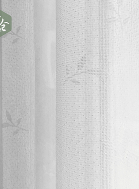 帘仓日本设计纱帘镜面隔热透光不透人防晒UV花卉纹窗纱帘记忆定型