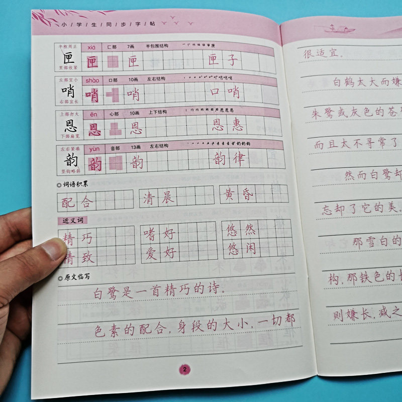 上册同步字帖练字帖 rj人教版教材配套语文上学期练写字本钢笔硬笔