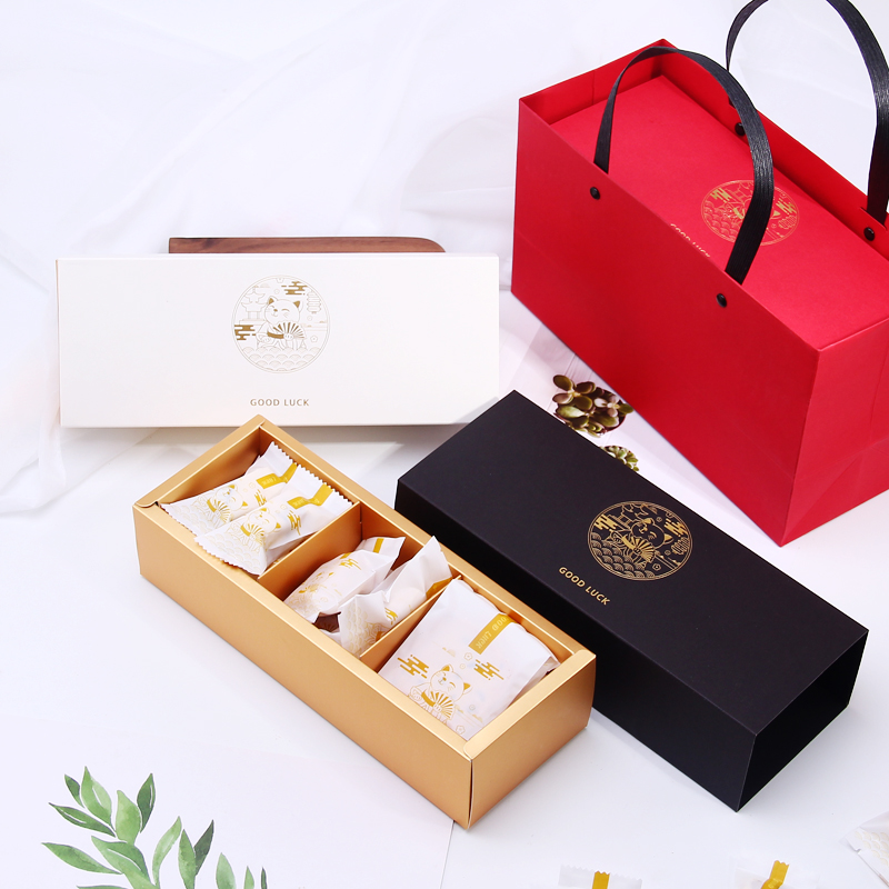 新年雪花酥牛轧糖包装盒招财猫手提月饼蛋黄酥礼盒曲奇饼干包装盒