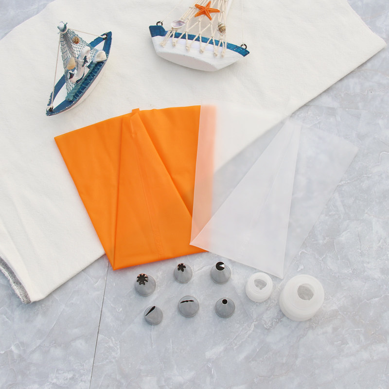 硅胶裱花袋 挤花袋 挤奶油袋 蛋糕曲奇裱花袋送8齿裱花嘴裱花器