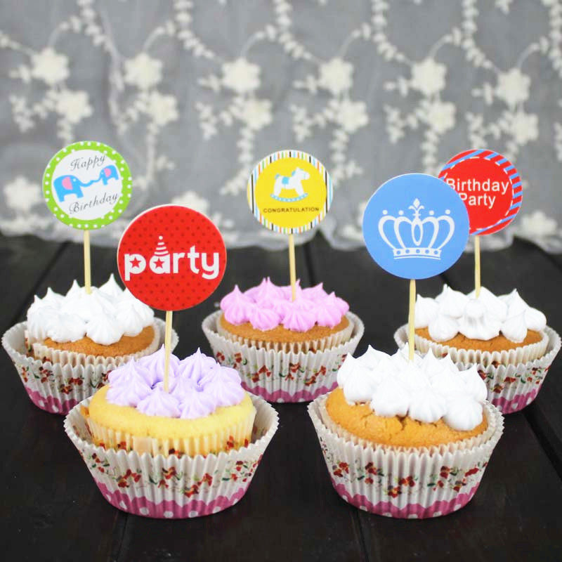 卡通皇冠蛋糕插牌 生日蛋糕插牌 西点插卡插片派对插牌 烘焙装饰