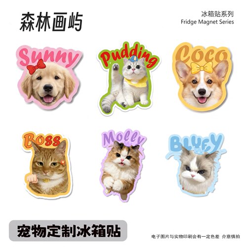手工定制卡通异形冰箱贴大头猫咪装饰亚克力磁贴原创礼物定制礼物
