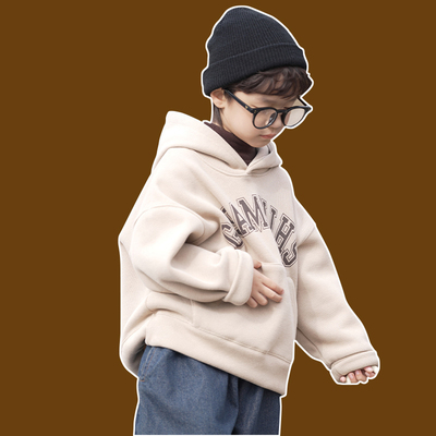 男童一体绒洋气冬季卫衣