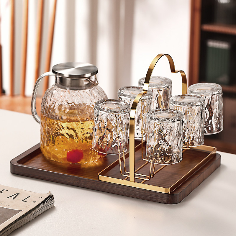 日式轻奢水杯套装玻璃杯家用冷水壶耐高温待客泡茶杯子啤酒杯茶杯