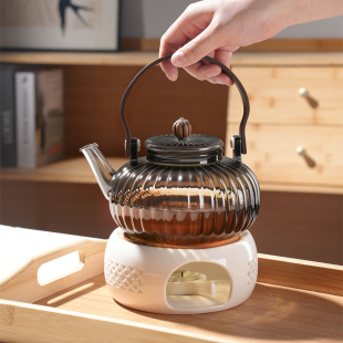 玻璃煮茶壶提梁壶2026新款煮茶炉蜡烛加热围炉煮茶温茶炉套装
