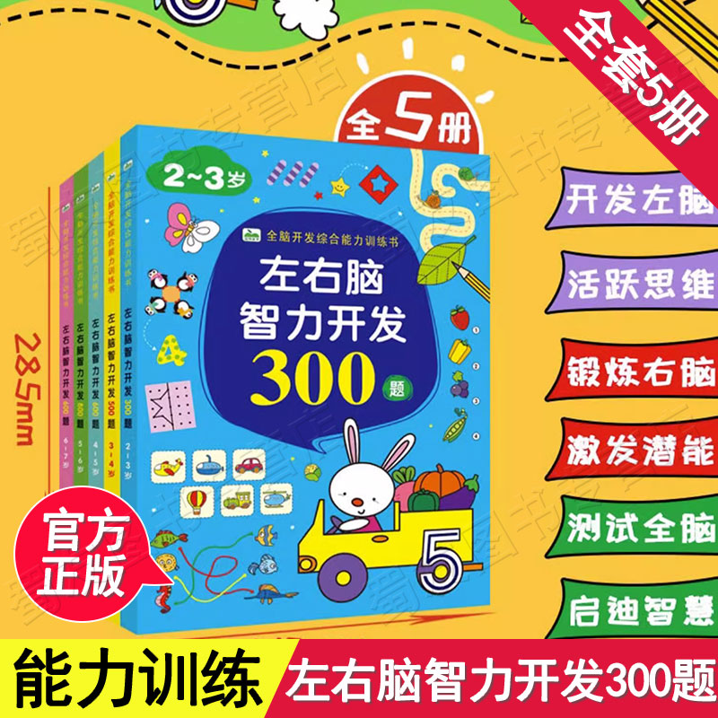 左右脑智力开发思维训练全套5册2-3-6-7岁益智儿童全脑开发思维逻辑升级游戏书小中班大班练习册幼儿园数学启蒙认知益智正版图书CF