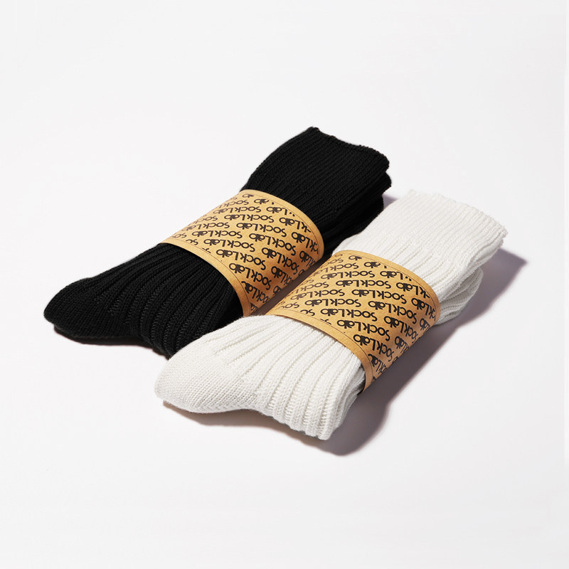 socklab纯色cityboy袜子筒复古堆堆袜男春夏纯棉日系条纹堆叠中袜