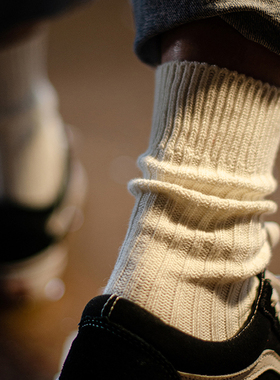 socklab日系袜子女春夏复古长筒袜粗线堆堆袜男士中筒余文乐袜